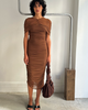 SAEMDI SAEMDI Zola Ruched Mesh Cape Dress - 3