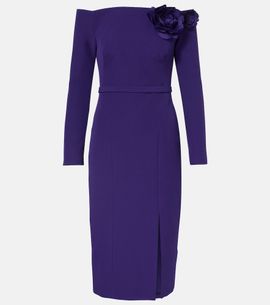 Safiyaa Safiyaa Jay floral-appliqué crêpe midi dress