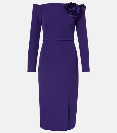 Safiyaa Safiyaa Jay floral-appliqué crêpe midi dress