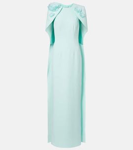 Safiyaa Safiyaa Lennox floral-appliquÃ© caped crÃªpe gown