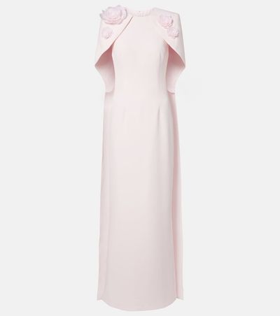 Safiyaa Safiyaa Lennox floral-appliqué caped crêpe gown