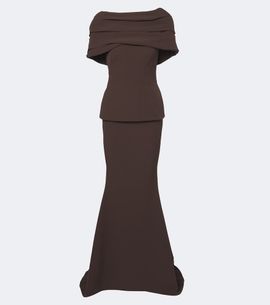 Safiyaa Safiyaa Loura draped peplum crêpe gown
