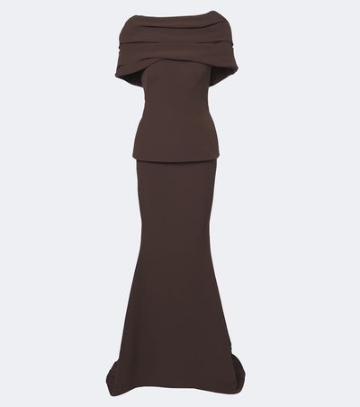 Safiyaa Safiyaa Loura draped peplum crêpe gown
