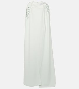 Safiyaa Safiyaa Mattia embellished caped crêpe gown