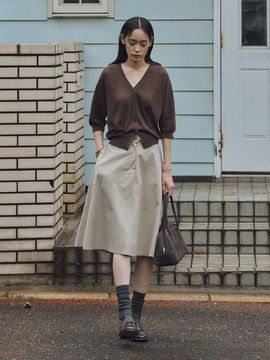 SAGEMENT DOLPHIN FLARE HALF SKIRT [LIGHT KHAKI]