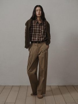SAGEMENT DOUBLE PINTUCK COTTON PANTS_BROWN