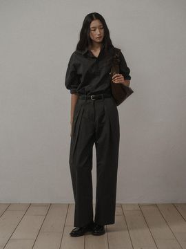 SAGEMENT DOUBLE PINTUCK COTTON PANTS_CHARCOAL