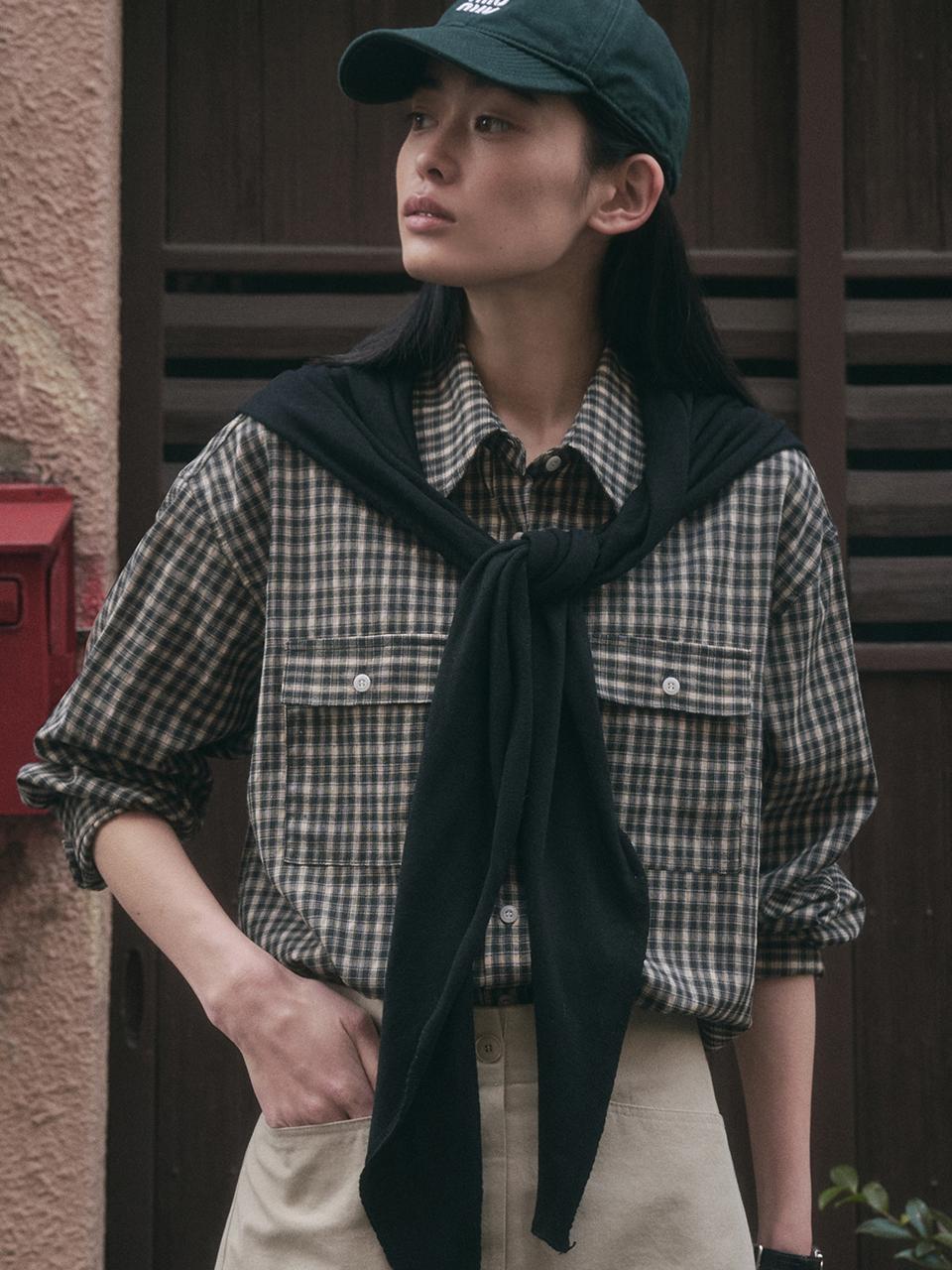 SAGEMENT EZRA CASH SHAWL MUFFLER SCARF [BLACK]