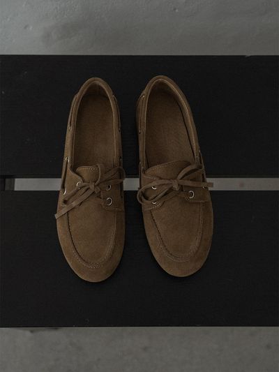 Sagement Handcrafted Lace Up Suede Loafer Khaki Beige