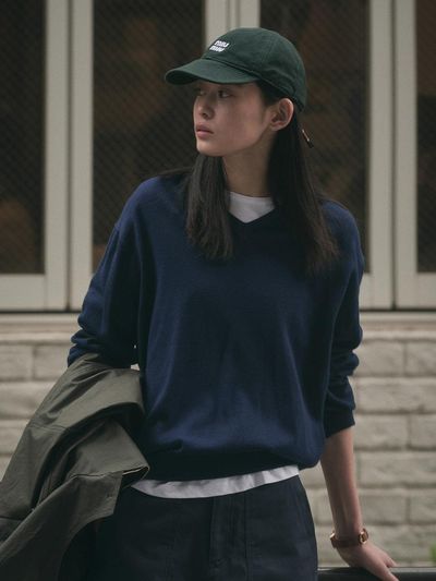 SAGEMENT KONRAD V NECK KNIT SWEATER [NAVY]
