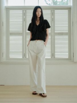 SAGEMENT LIP POCKET WIDE COTTON PANTS_3Colors