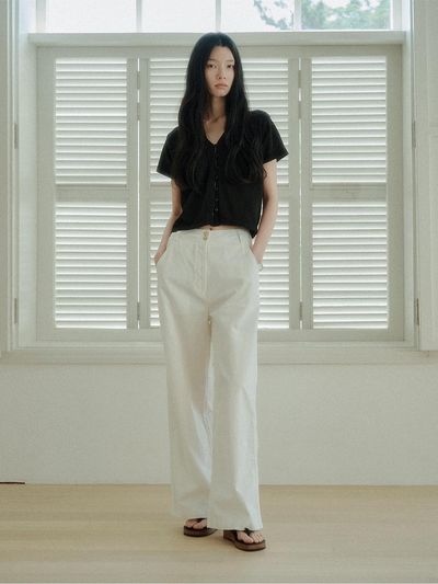 SAGEMENT LIP POCKET WIDE COTTON PANTS_3Colors