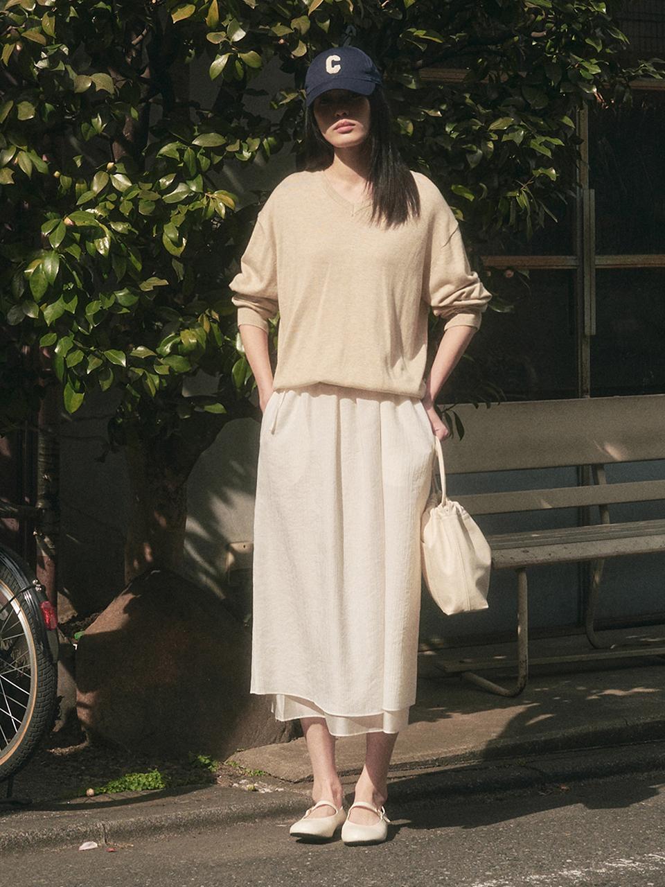 SAGEMENT MAEVE LAYERED SKIRT [IVORY]