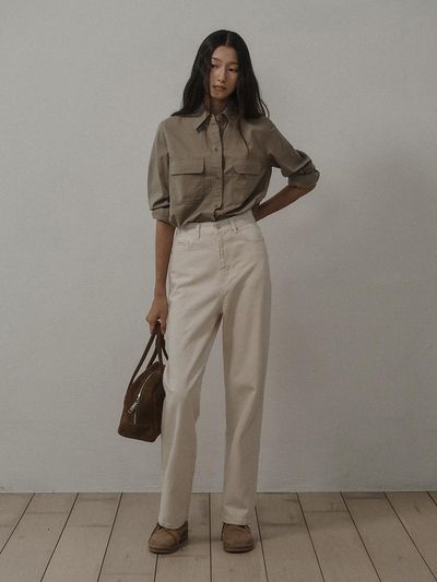 SAGEMENT NATURAL DENIM PANTS_BEIGE