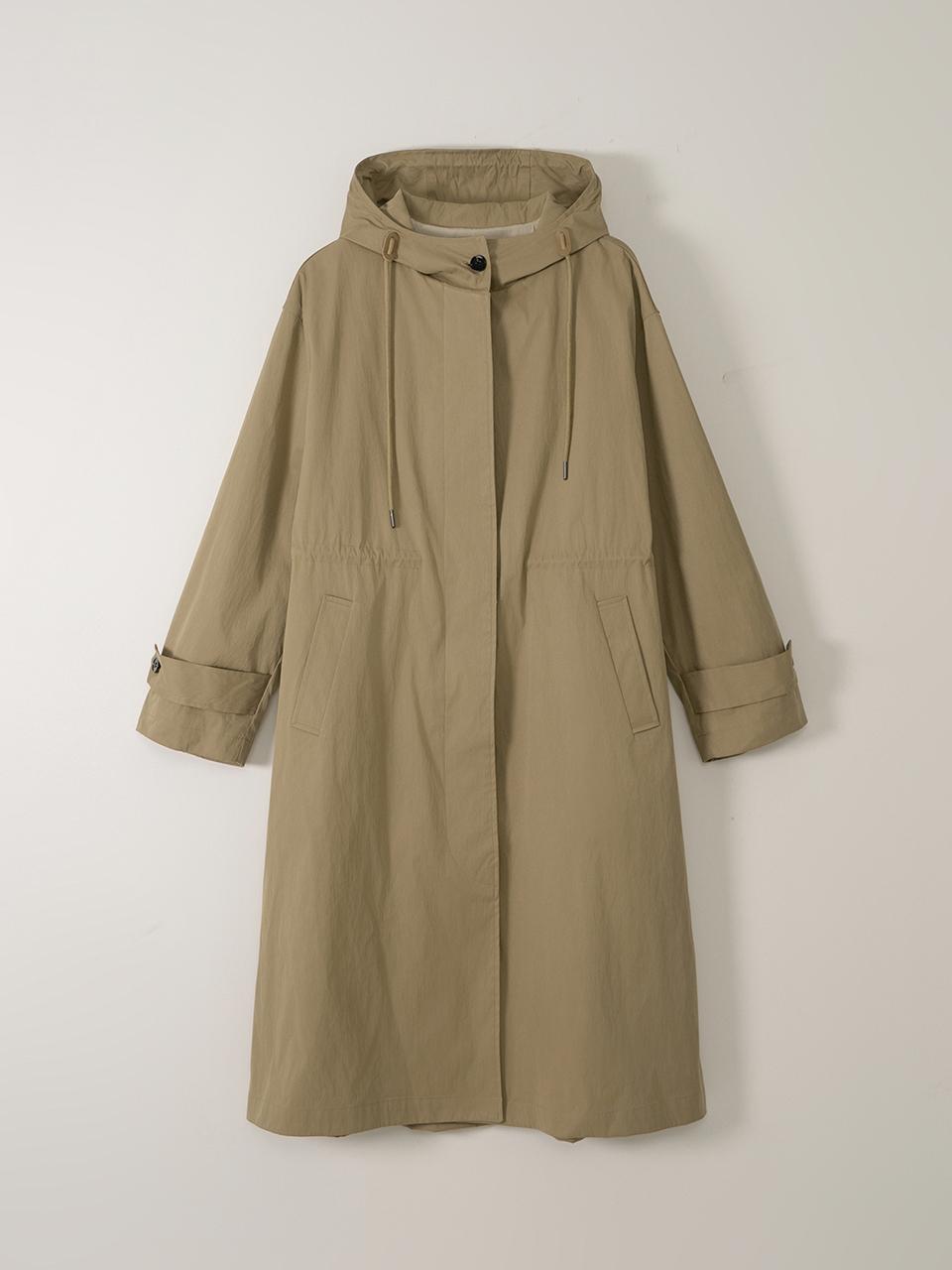 SAGEMENT RAVI HOOD LONG TRENCH COAT_BEIGE