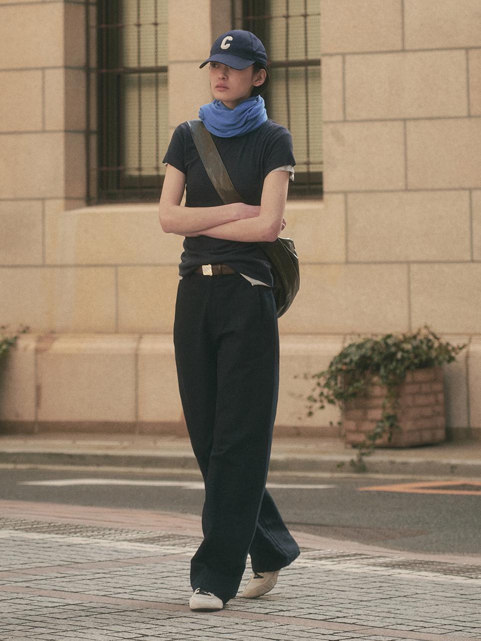 SAGEMENT VITA COTTON WIDE PANTS [NAVY]
