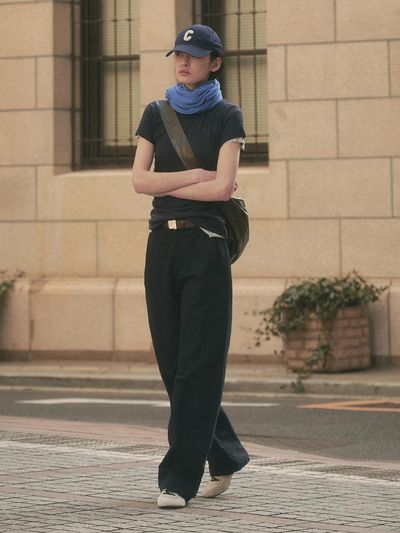 SAGEMENT VITA COTTON WIDE PANTS [NAVY]
