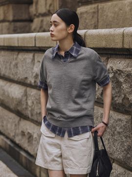 SAGEMENT WAVE V NECK KNIT SWEATER [GRAY]
