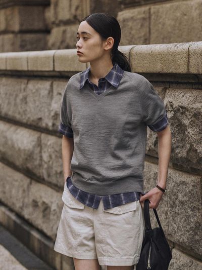 SAGEMENT WAVE V NECK KNIT SWEATER [GRAY]