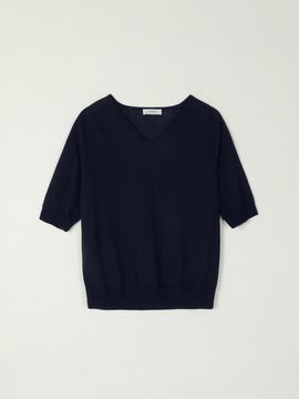 SAGEMENT WAVE V NECK KNIT SWEATER [NAVY]