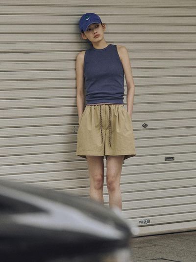 SAGEMENT WINGLE BANDING COTTON SHORT PANTS [BEIGE]