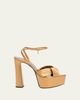 Saint Laurent 140mm Franciane Metallic Leather Platform Sandals - 1
