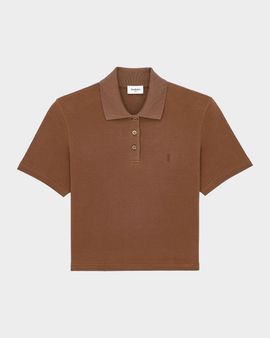 Saint Laurent Cassandre Cotton Cropped Polo Shirt
