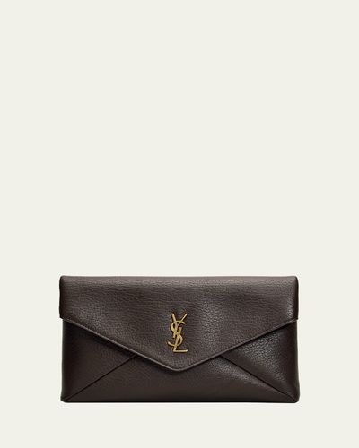 Saint Laurent Cassandre Large Leather Envelope Clutch