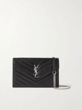 SAINT LAURENT Cassandre matelassé textured-leather chain wallet