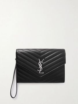 SAINT LAURENT Cassandre matelassé textured-leather pouch