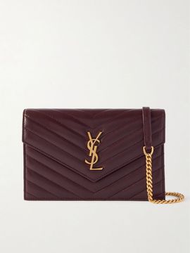 SAINT LAURENT Cassandre mini matelassé leather chain wallet