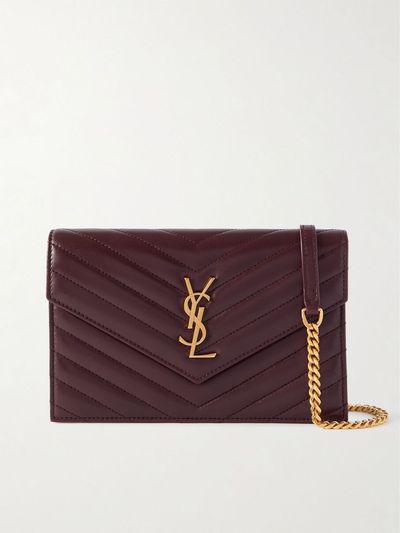 SAINT LAURENT Cassandre mini matelassé leather chain wallet