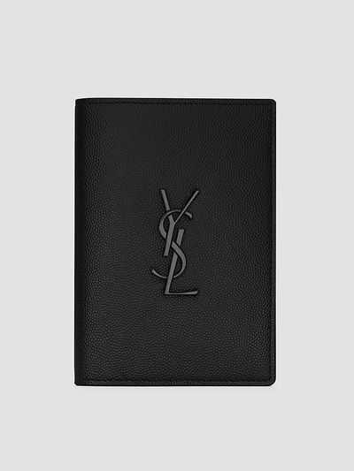 Saint Laurent Cassandre Passport Holder in Leather
