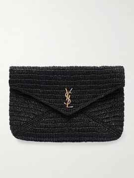 SAINT LAURENT Cassandre raffia clutch