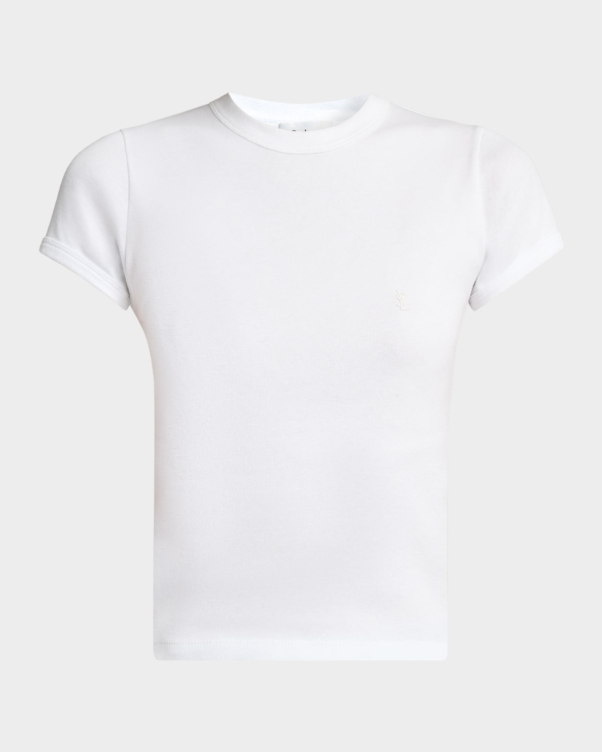 Saint Laurent Cassandre Short-Sleeve Rib-Knit T-Shirt