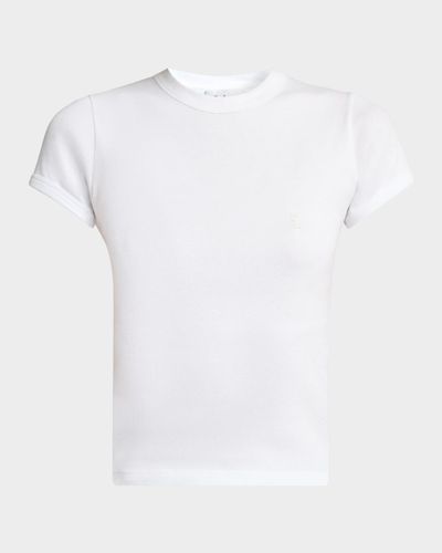 Saint Laurent Cassandre Short-Sleeve Rib-Knit T-Shirt