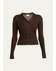 Saint Laurent Cassandre YSL Ribbed V-Neck Cardigan - 1