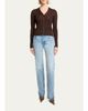 Saint Laurent Cassandre YSL Ribbed V-Neck Cardigan - 2