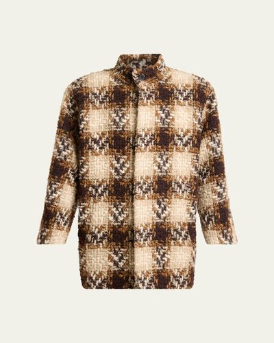 Saint Laurent Check Tweed Short Coat