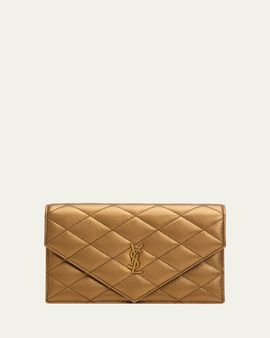 Saint Laurent Envelope Small YSL Wallet on Chain in Metallic Leather