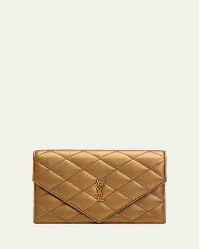 Saint Laurent Envelope Small YSL Wallet on Chain in Metallic Leather