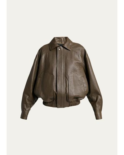 Saint Laurent Grained Lambskin Leather Bomber Jacket