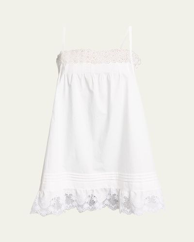 Saint Laurent Guipure Lace Sleeveless Shift Mini Dress