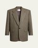Saint Laurent Herringbone Wool Single-Breasted Jacket - 1