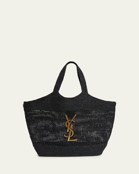 Saint Laurent Icare Medium Crochet Raffia Tote Bag