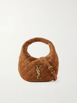SAINT LAURENT Icarino mini matelassé suede top-handle bag