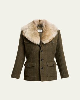Saint Laurent Jacket with Removable Shearling Collar