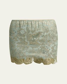 Saint Laurent Jacquard and Lace Baroque Mini Skirt