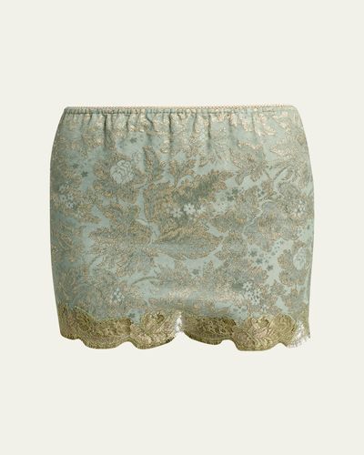 Saint Laurent Jacquard and Lace Baroque Mini Skirt