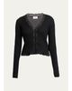 Saint Laurent Lace-Trim Cashmere-Wool Rib Buttoned Top - 1